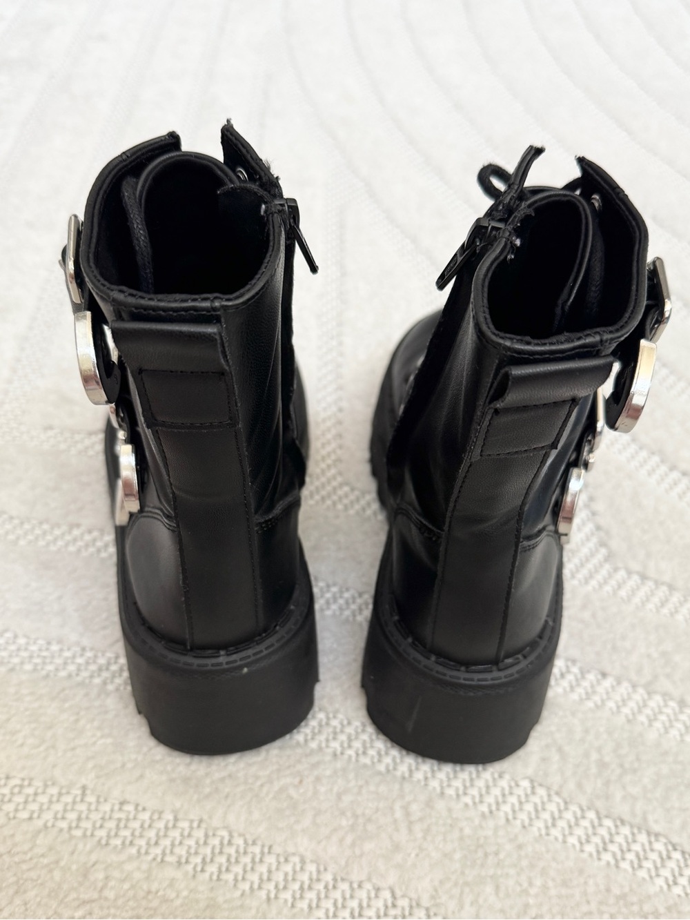 Zara Black Buckle Strap Combat Boots for Kids - Picture 6 of 6